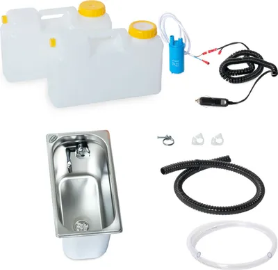 Produktbild von 12V Miniküche Camping Reisemobi Bausatz Spüle Wohnmobil 325x176x150mm Novo Chrom