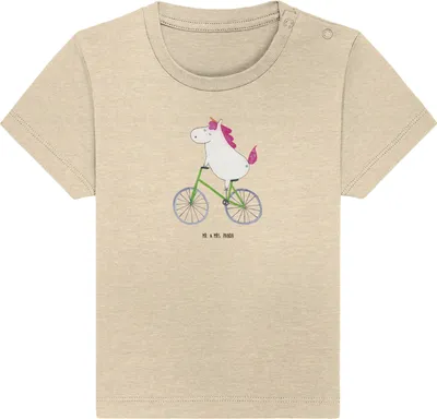 Produktbild von Mr. & Mrs. Panda Babyshirt Einhorn Radfahrer 24. - 36. Monat - Natural Raw - Geschenk, Radfahren, Unicorn, Konfetti, Baby Shirt, Kummer, Oberteil,  T-Shirt, Baumwolle