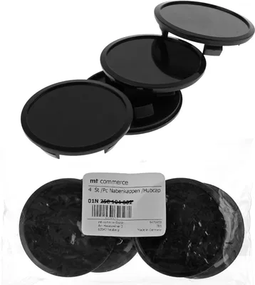 Produktbild von 4X 68mm Nabenkappen Felgen Deckel Radnaben Kappen Schwarz Flach kompatibel mit AUDI BMW BROCK CMS
