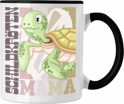 Produktbild von Trendation - Schildkröten Mama Tasse Geschenk für Schildkröten Besitzerin Spruch Geschenkidee (Schwarz)