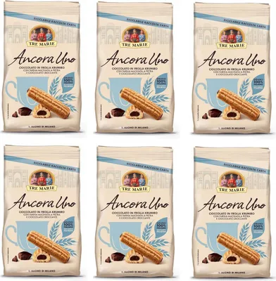 Produktbild von 6x Tre Marie Ancora Uno Cioccolato in frolla Krumiro Mit Schokolade gefüllter Keks mit gemahlenem Mehl und knuspriger Schokolade cookies biscuit 100% Italienische Kekse 300g