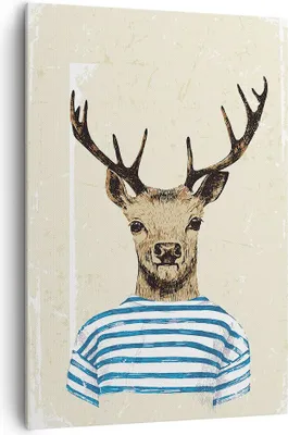 Produktbild von Bild auf Leinwand - Leinwandbild - Einteilig - Hipster Anthropomorphismus Hirsch - 70x100cm - Wand Bild - Wandbilder - Leinwanddruck - Wanddekoration - Leinwand bilder - Wandbild - PA70x100-4227