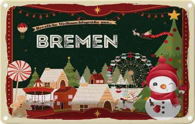 Produktbild von vianmo Blechschild 12x18 cm Weihnachten aus BREMEN