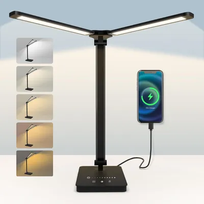 LED-Bürolampe, kabellos, 4000 mAh, 5 Farben, 10 Helligkeiten, Touch, Timer