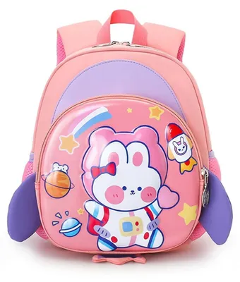 Immagine prodotto di Zaino per bambini con cintura pettorale e guinzaglio, design 3D, rosa-lilla, ultraleggero, idrorepellente