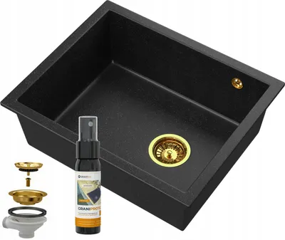 Obrázek produktu pro Granitan | Granitové umyvadlo Salix - Black nakrapiany - Dvoukomorové - Vysoká kvalita, Minimalistické, Odolné