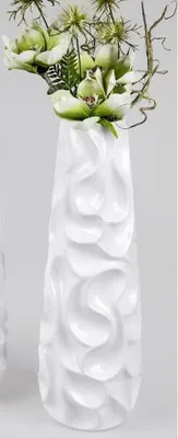 Produktbild von Deko Bodenvase WELLE H. 57cm D. 19cm weiß konisch rund Keramik Formano