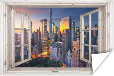 Produktbild von MuchoWow® Poster Ansicht - New York - Skyline 60x40 cm - Schlafzimmerdekoration