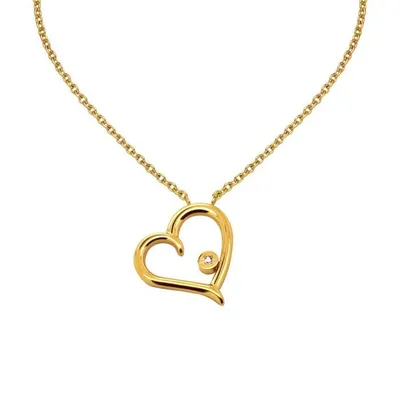 Produktbild von Boccia Collier aus Reintitan – goldplattiert mit Herzanhänger 08104-02
