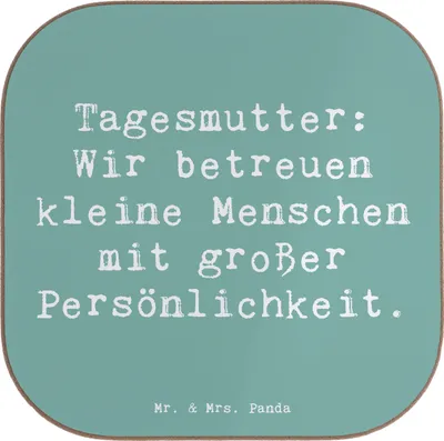 Produktbild von Mr. & Mrs. Panda Untersetzer Tasse Spruch Tagesmutter Persönlichkeit - Meeresbrise - Geschenk, Tassen, handgefertigte Geschenke, gläseruntersetzer, weinuntersetzer, Beruf