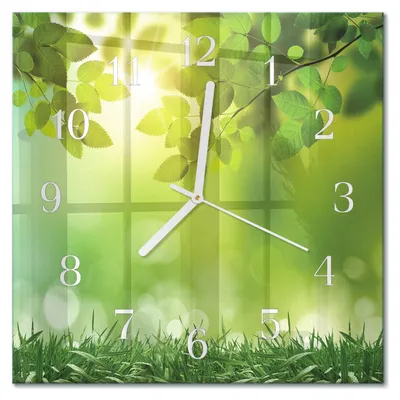 Produktbild von Tulup Glasuhr Wanduhr Küchenuhr Echt-Glas 30x30 cm Modern Dekorativ Geräuschlos Weiße Zeiger - Frühling