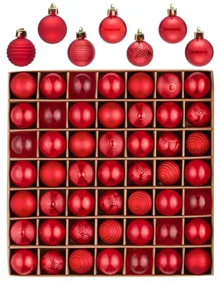 Weihnachtskugeln 49er Set, 3 cm, rot, unzerbrechlich