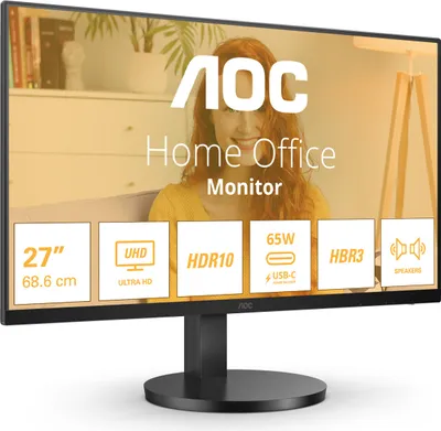 Zdjęcie produktu dla AOC B3 U27B3CF, 68,6 cm (27"), 3840 x 2160 px, 4K Ultra HD, LCD, 4 ms, Czarny