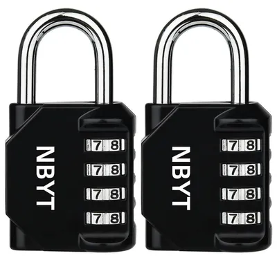 Produktbild von Zahlenschloss 4-stellig zurücksetzbar Zinklegierung Schwarz 2er Set 0,6 cm Bügeldurchmesser