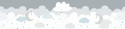 Produktbild von Lovely Kids selbstklebende Kinderzimmer Bordüre Dreamy Sky grau blau weiß 5,00 m x 0,155 m