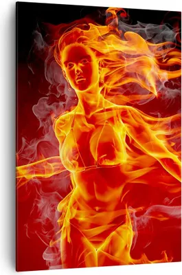 Produktbild von Bild auf Leinwand - Leinwandbild - Einteilig - Frau Flammen Illustration - 70x100cm - Wand Bild - Wanddeko - Wandbilder - Leinwanddruck - Wanddekoration - Leinwand bilder - Wandbild - PA70x100-0222