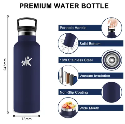 Produktbild von Edelstahl Trinkflasche 0,5L mit Strohhalm, BPA-frei, auslaufsicher