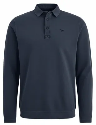 Produktbild von PME LEGEND Herren Langarm Poloshirt Dunkelblau Gr. M Polohemd Regular Fit