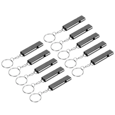 Produktbild von Notfall Überlebenspfeife mit Schlüsselanhänger,Notfallpfeife mit Schlüsselanhänger,Überlebenspfeife mit Schlüsselanhänger,Notfallpfeife,Aluminiumlegierung Schlüsselanhänger Pfeife,Doppelrohr Überlebenspfeife