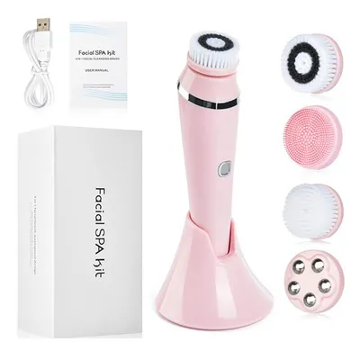 Produktbild von 4-in-1-Elektrische Gesichtsreinigungsbürste, wiederaufladbar, wasserdicht, Spin Sonic Exfoliator, Gesichtspeeling, Reinigungsgerät, Hautpflegegerät