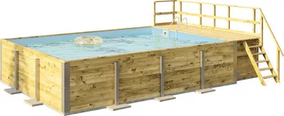 Produktbild von Aufstellpool Holzpool-Set Weka 595 rechteckig 650x490x201 cm inkl. Bodenschutzvlies, Filteranlage, Filtersand, Innenausk