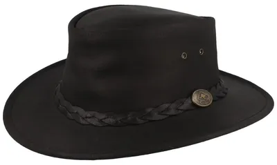 Scippis Lederhut Cowboyhut Bushman aus 100% Rindsleder mit geflochtenem Hutband und UV-Schutz 50+ in schwarz