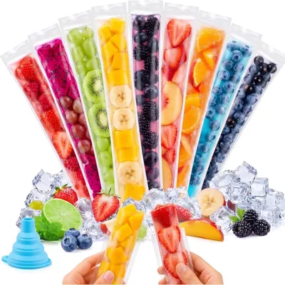 Eisbeutel 150 Stück mit Trichter, 5,5 x 28 cm, BPA-frei
