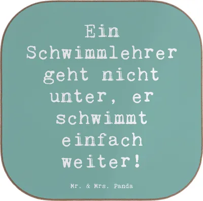 Produktbild von Mr. & Mrs. Panda Untersetzer für Gläser Spruch Schwimmlehrer Motivation - Meeresbrise - Geschenk, Tischuntersetzer, Berufsprodukte, Fitness, bieruntersetzer, Beruf, Glas