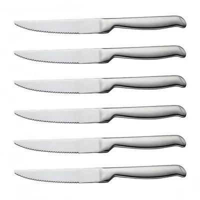 Image de Ensemble de couteaux à steak, 6 pièces, lame dentelée, acier inoxydable, 23 cm, lavables au lave-vaisselle