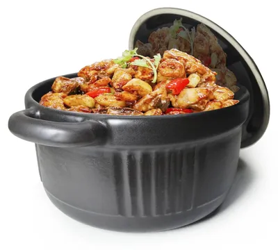 Image de Casserole en terre cuite - Résistante à la chaleur, avec couvercle