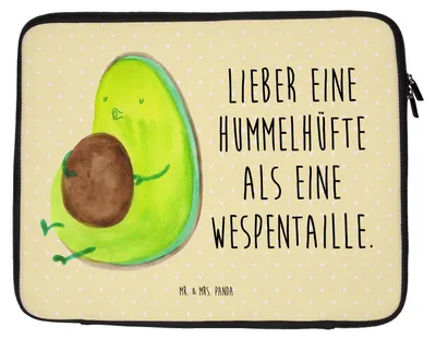 Produktbild von Mr. & Mrs. Panda Laptop Tasche Avocado Pfeifen 27 x 36 cm - Gelb Pastell - Geschenk, Ernährung, Laptoptasche, Abnehmen, Hülle, Schwanger, Sleeve, Laptophülle
