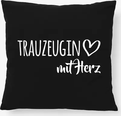 Produktbild von Huuraa Kissen Trauzeugin mit Herz 40x40cm mit Füllung Black Baumwolle Dekokissen Geschenkidee