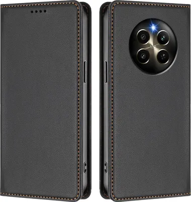 Immagine prodotto di Custodia in pelle per Realme 12 Pro/Realme 12 Pro+, flip case magnetico in Finto cuoio con supporto Nero