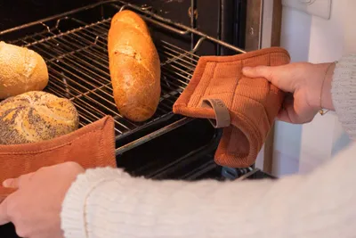 Produktbild von Tiseco Handhabung Ofenhandschuh-Set - Baumwolle Mikrowellenfäustlinge 20x20 cm - 2-teilig