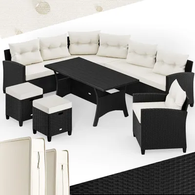 Immagine prodotto di CASARIA Salottino da Esterno Tavolo Panca Sedute Polyrattan