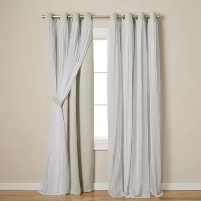 Image de Rideau occultant à plusieurs couches et rideau transparent, 52 x 108 cm, pour salon