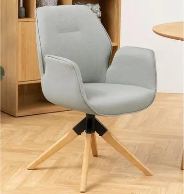 Image de Smuk Chaise de salle à manger pivotante Yrene Gris clair - Bois