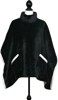 Produktbild von STOF | Ponczo - SWEETY - 110x75 cm - Schwarz - Warm und Elegant - Mit Taschen und Kragen