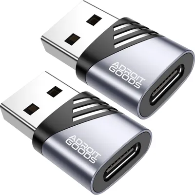 Produktbild von AdroitGoods 2x USB-A auf USB-C Adapter - USB 3.1 - Konverter - Aluminium Grau
