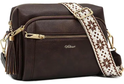 Image de Sac bandoulière pour femmes, taille moyenne, avec 4 compartiments, en similicuir (PU), anti-vol, avec bandoulière réglable