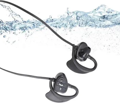 Obrázok produktu pre Vodotesné slúchadlá do uší na plávanie s bezdrôtovým prehrávačom MP3 – ideálne na plávanie, šport a beh – čierne