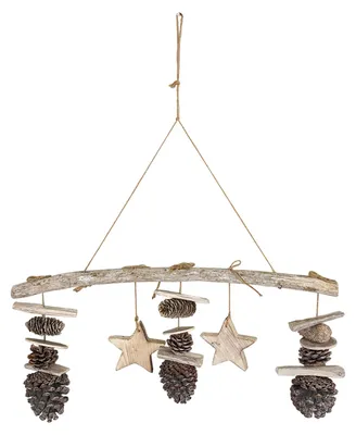 Immagine prodotto di Decorazioni natalizie in legno per finestre, da appendere: stelle, pigne