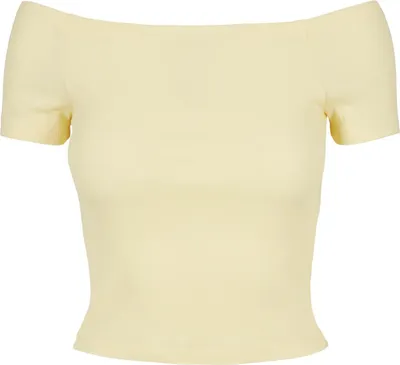 Obrázek produktu pro Dámské tričko Urban Classics Ladies Off Shoulder Rib Tee softyellow - 5XL