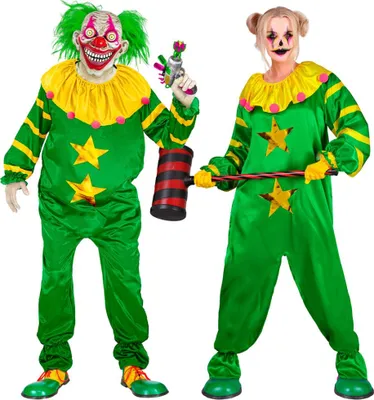 Produktbild von Giftgrünes clown Kostüm mit gelben Kragen Größe: L