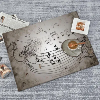 Imagen del producto de Alfombrilla de microfibra para cocina con estampado de notas musicales