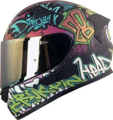 Produktbild von Broken Head Integralhelm InYourFace Schwarz + Gold Verspiegeltes Visier : S (55-56 cm) Größe: S (55-56 cm)