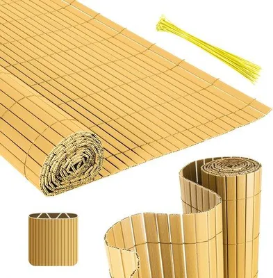 Zdjęcie produktu dla Parasol ogrodowy PVC - osłona balkonu i ogrodu, idealna na taras i do ogrodu - kolor bambusa - 1,6 x 3 m