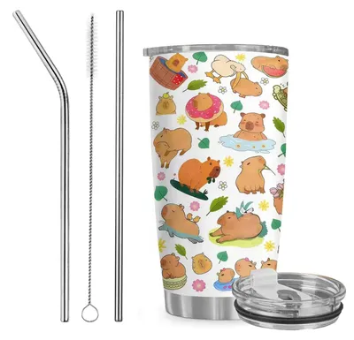 Edelstahl-Thermosbecher 590 ml mit Strohhalm und Deckel