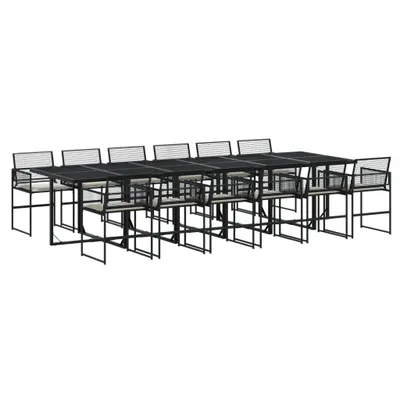 Produktbild von vidaXL 13-tlg. Garten-Essgruppe mit Kissen Schwarz Poly Rattan
