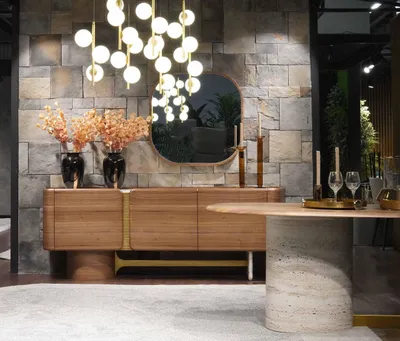 Zdjęcie produktu dla Kredens komoda kredens lustro drewno brąz meble design zestaw